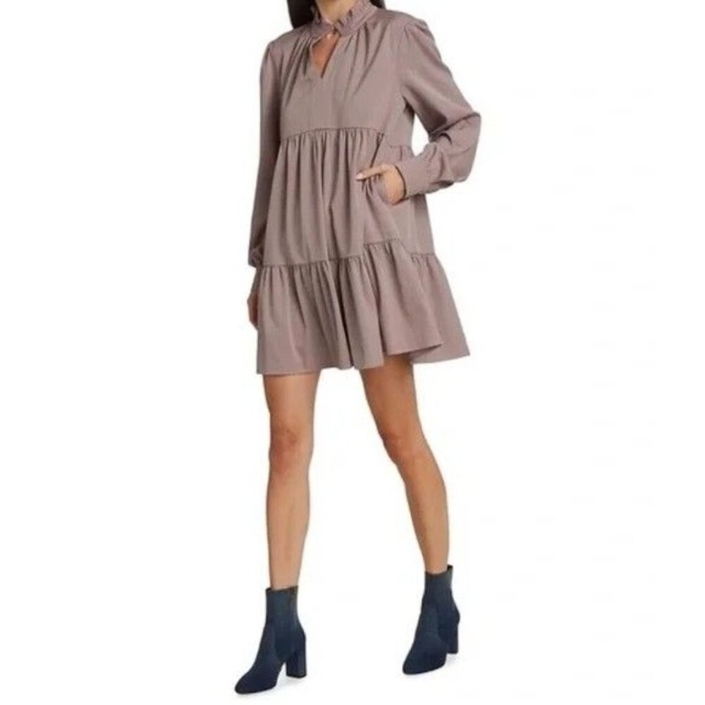 Pinch Womens Blush Pink Ruffled Long Sleeve Peasant Dress Top Size M